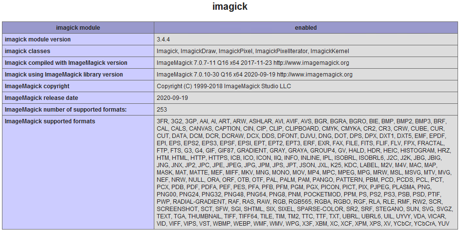 PHP的imagick扩展安装成功